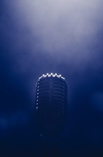 Microphone in blue smoke