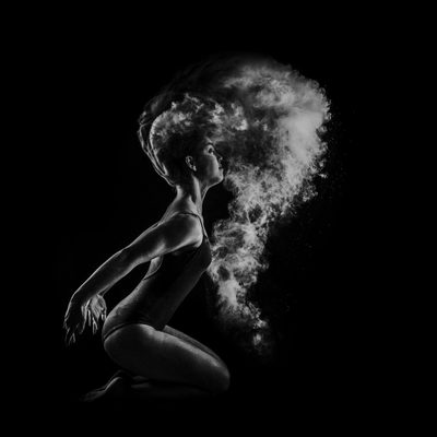 Contemporary dancer with smoky background