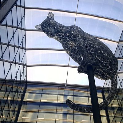 Poised Steel Leopard Sculpture